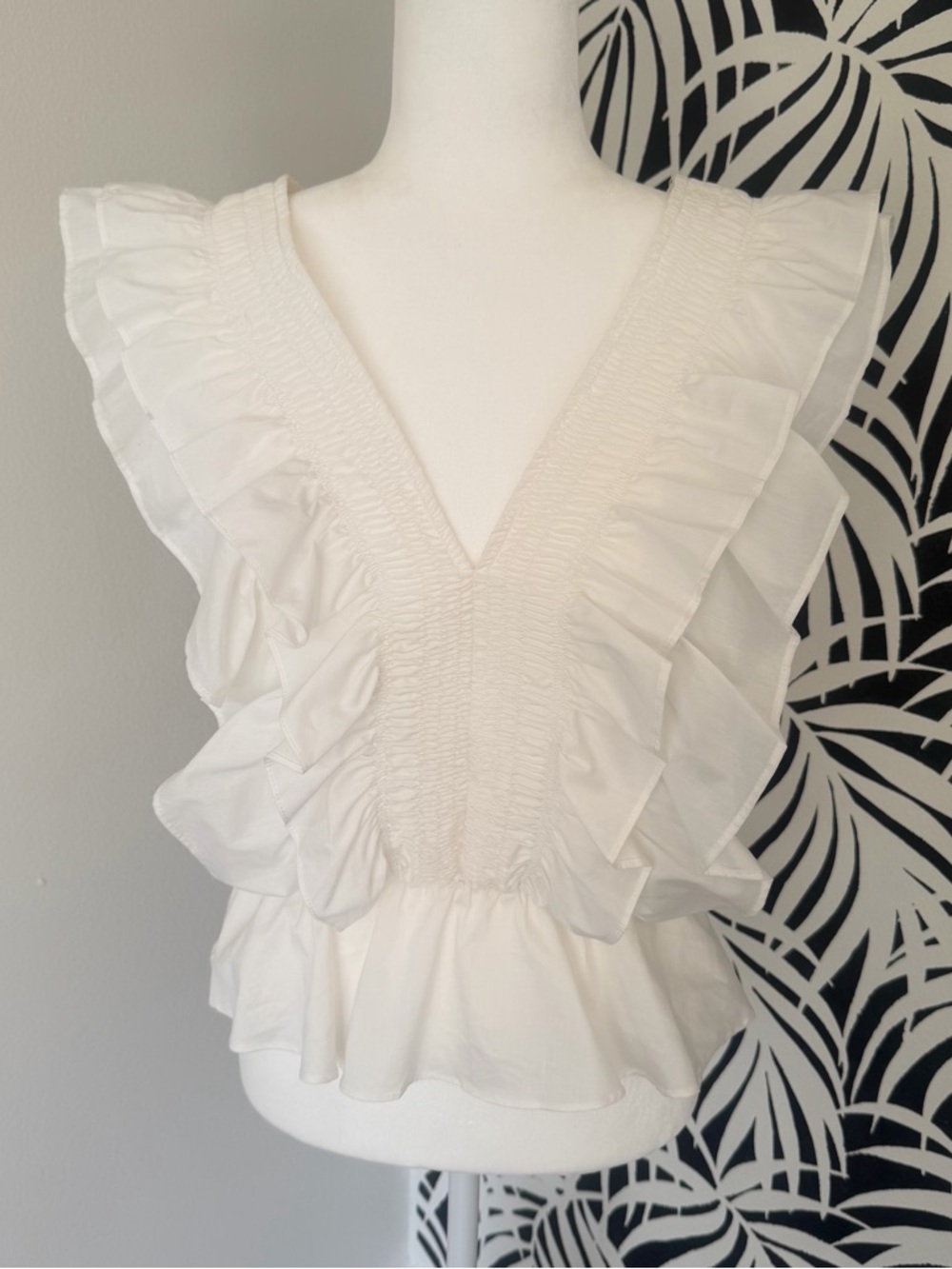 NWT Soft White Ruffle V-Neck Women’s Top